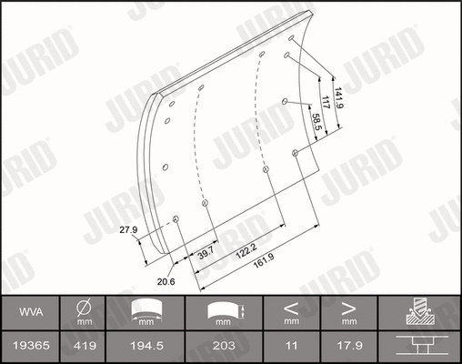 Brake Lining Kit, drum brake (1936501070)