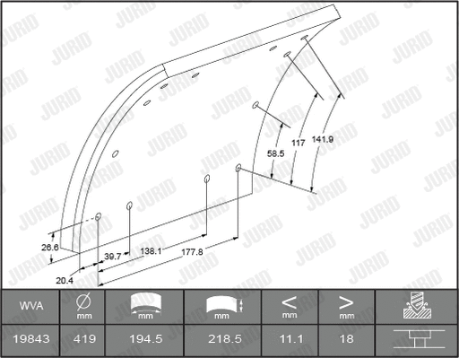 Brake Lining Kit, drum brake