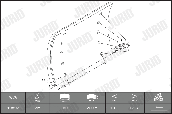 Brake Lining Kit, drum brake (1989204040)