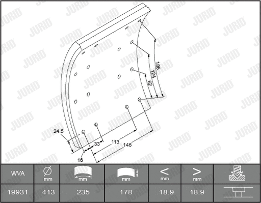 Brake Lining Kit, drum brake (1993111230)