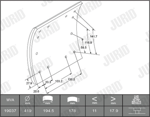 Brake Lining Kit, drum brake (1903601070)