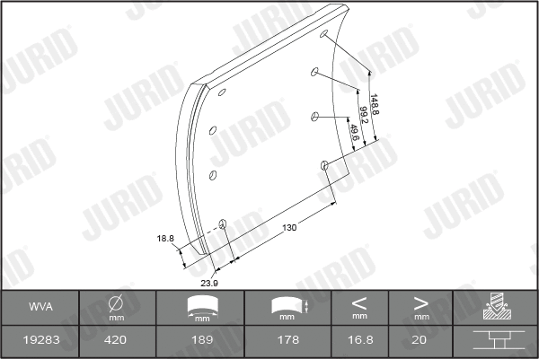 Brake Lining Kit, drum brake (1928301070)