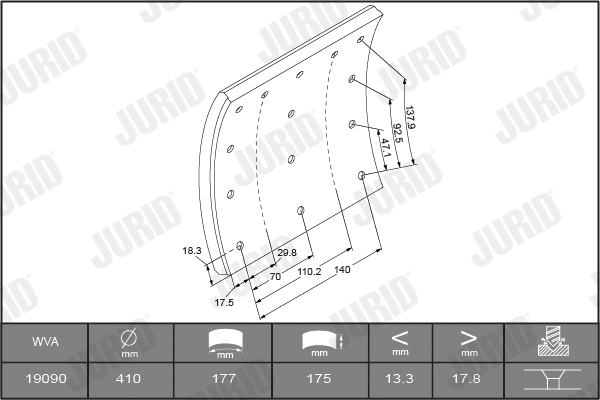 Brake Lining Kit, drum brake (1909011230)