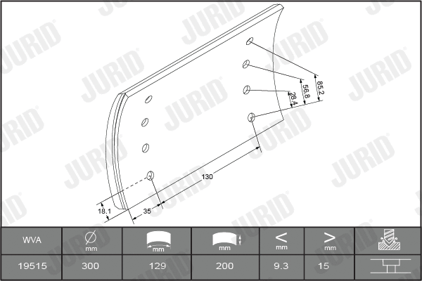 Brake Lining Kit, drum brake (1951501070)