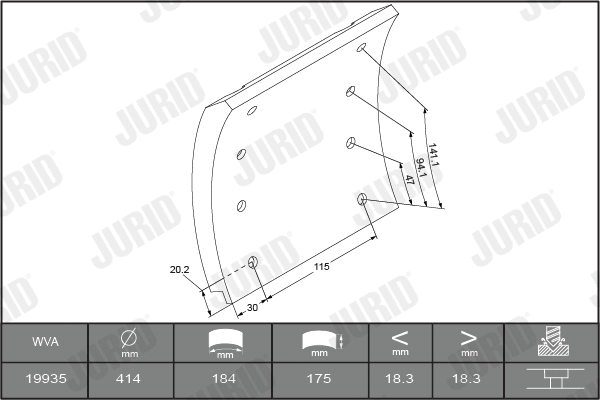Brake Lining Kit, drum brake (1993501070)