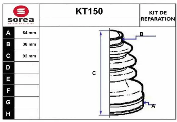 Bellow Kit, drive shaft (KT150)