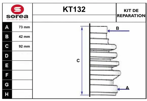 Bellow Kit, drive shaft (KT132)