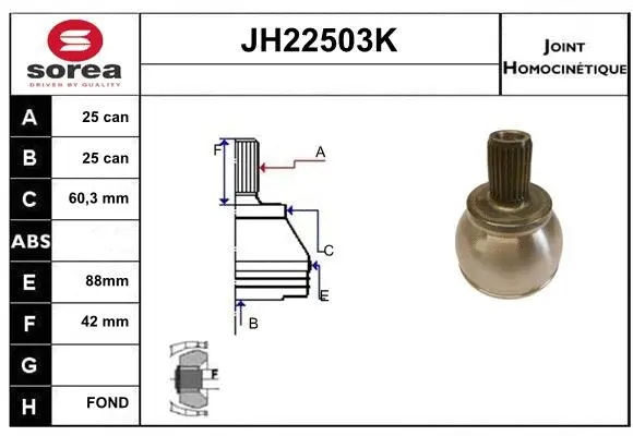 Joint Kit, drive shaft (JH22503K)