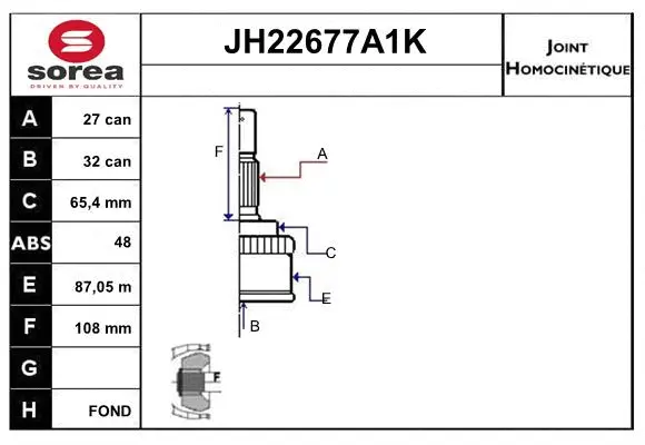 Joint Kit, drive shaft (JH22677A1K)