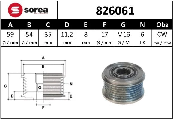 Alternator Freewheel Clutch (826061)