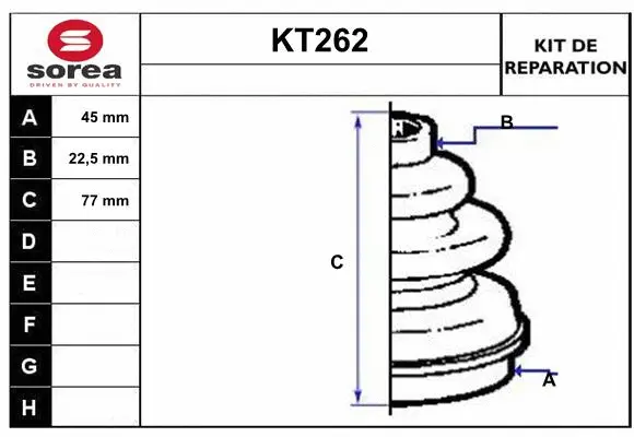 Bellow Kit, drive shaft (KT262)