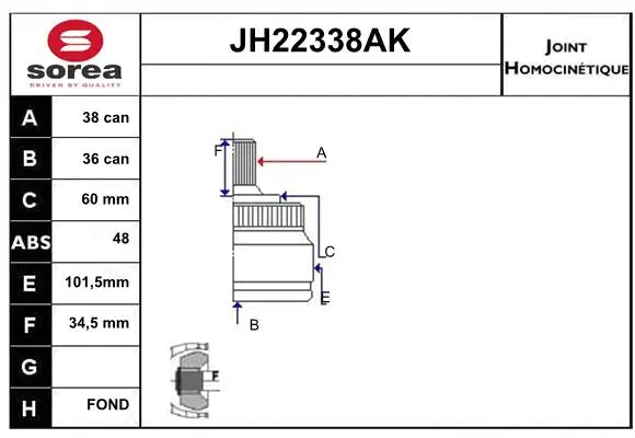 Joint Kit, drive shaft (JH22338AK)