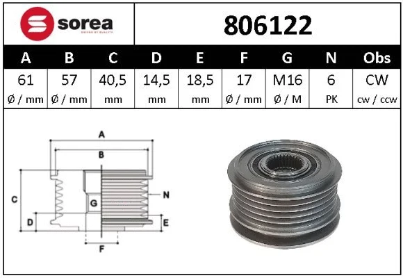 Alternator Freewheel Clutch (806122)