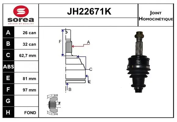 Joint Kit, drive shaft (JH22671K)