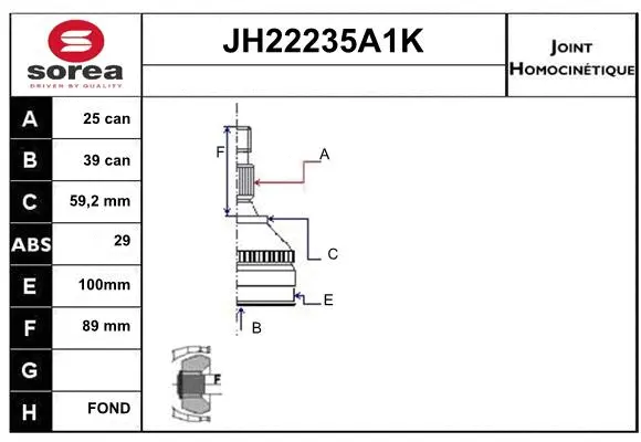 Joint Kit, drive shaft (JH22235A1K)
