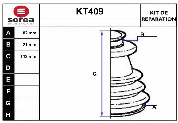 Bellow Kit, drive shaft (KT409)