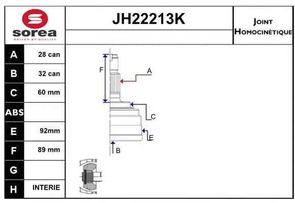 Joint Kit, drive shaft (JH22213K)