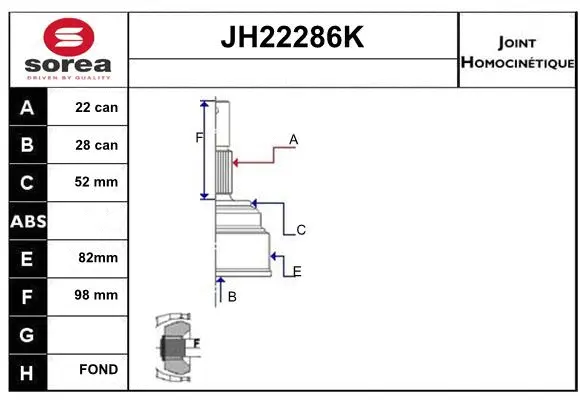 Joint Kit, drive shaft (JH22286K)