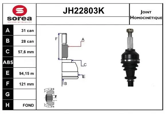 Joint Kit, drive shaft (JH22803K)
