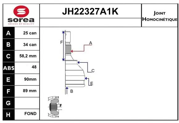 Joint Kit, drive shaft (JH22327A1K)