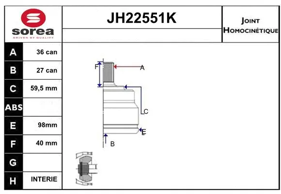 Joint Kit, drive shaft (JH22551K)