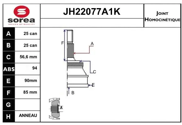 Joint Kit, drive shaft (JH22077A1K)