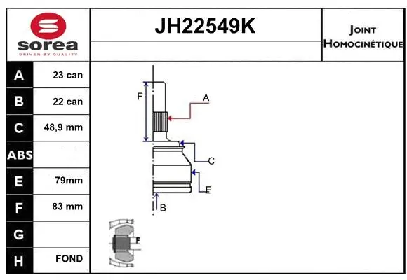 Joint Kit, drive shaft (JH22549K)
