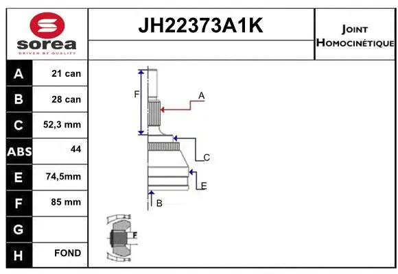 Joint Kit, drive shaft (JH22373A1K)