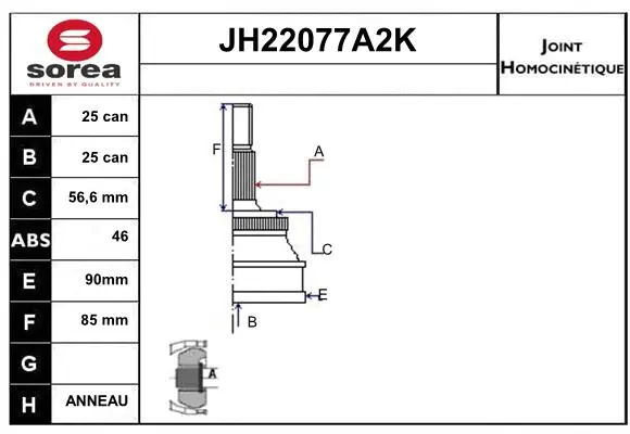 Joint Kit, drive shaft (JH22077A2K)