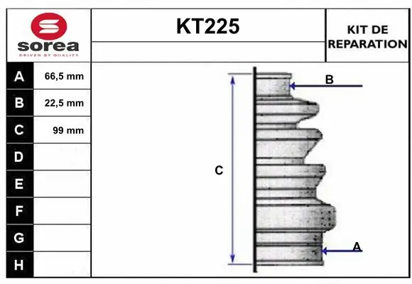 Bellow Kit, drive shaft (KT225)