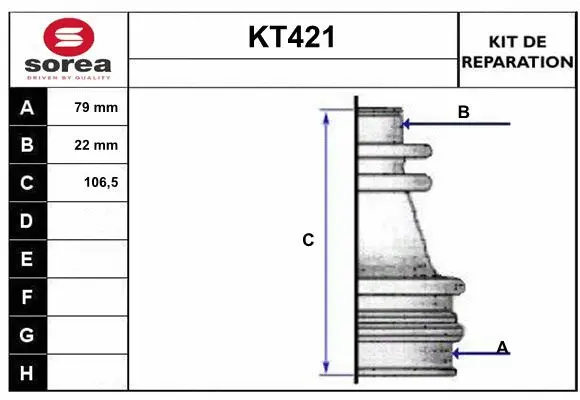 Bellow Kit, drive shaft (KT421)