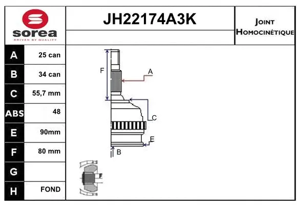 Joint Kit, drive shaft (JH22174A3K)