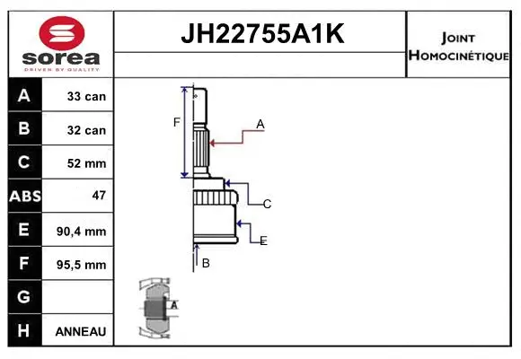 Joint Kit, drive shaft (JH22755A1K)
