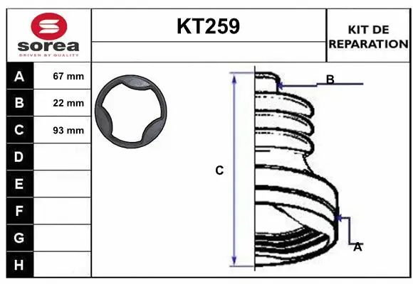 Bellow Kit, drive shaft (KT259)