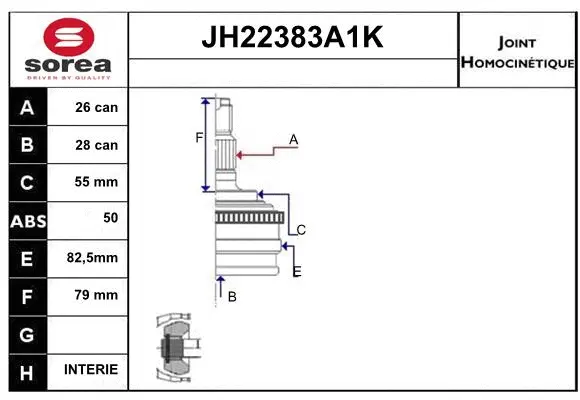 Joint Kit, drive shaft (JH22383A1K)