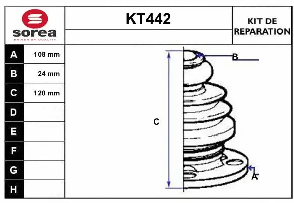 Bellow Kit, drive shaft (KT442)