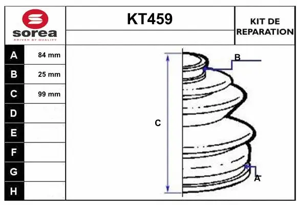 Bellow Kit, drive shaft (KT459)