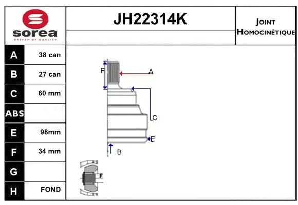 Joint Kit, drive shaft (JH22314K)