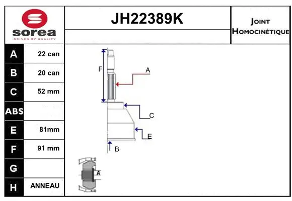 Joint Kit, drive shaft (JH22389K)