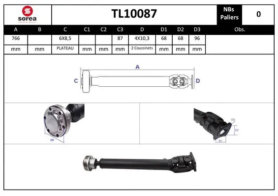 Propshaft, axle drive (TL10087)