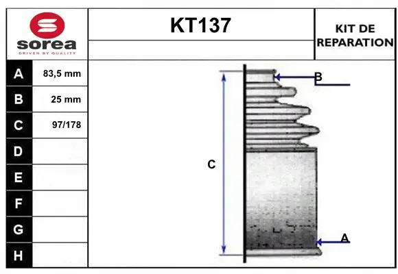Bellow Kit, drive shaft (KT137)