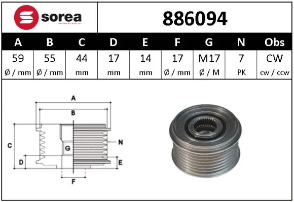 Alternator Freewheel Clutch (886094)