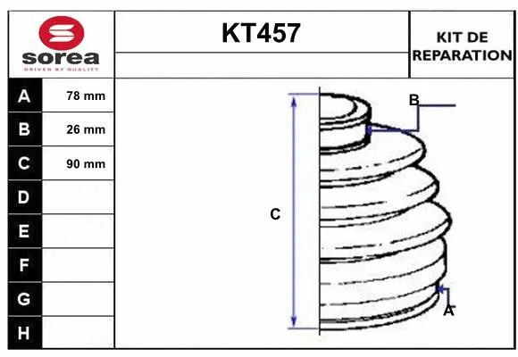 Bellow Kit, drive shaft (KT457)