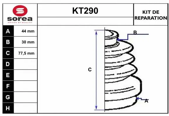 Bellow Kit, drive shaft (KT290)
