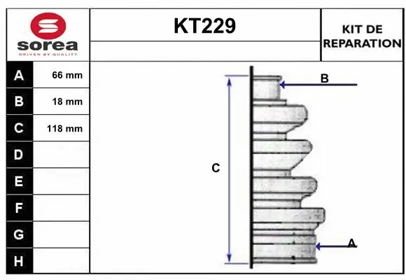 Bellow Kit, drive shaft (KT229)