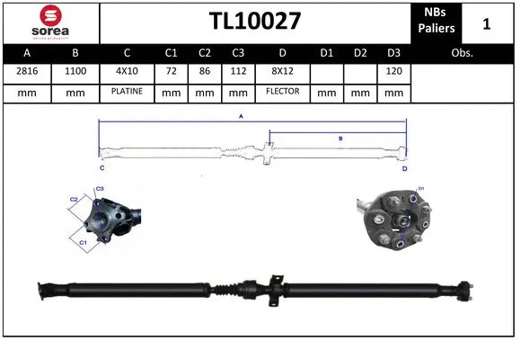Propshaft, axle drive (TL10027)