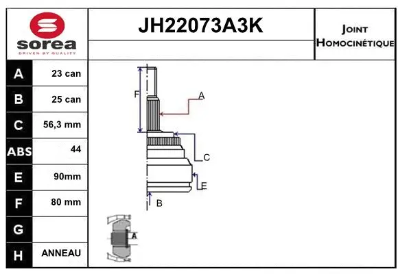Joint Kit, drive shaft (JH22073A3K)