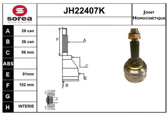 Joint Kit, drive shaft (JH22407K)