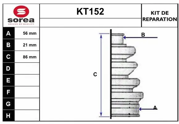 Bellow Kit, drive shaft (KT152)