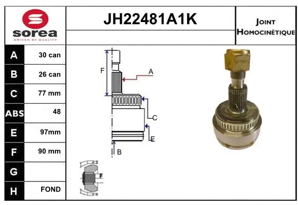 Joint Kit, drive shaft (JH22481A1K)